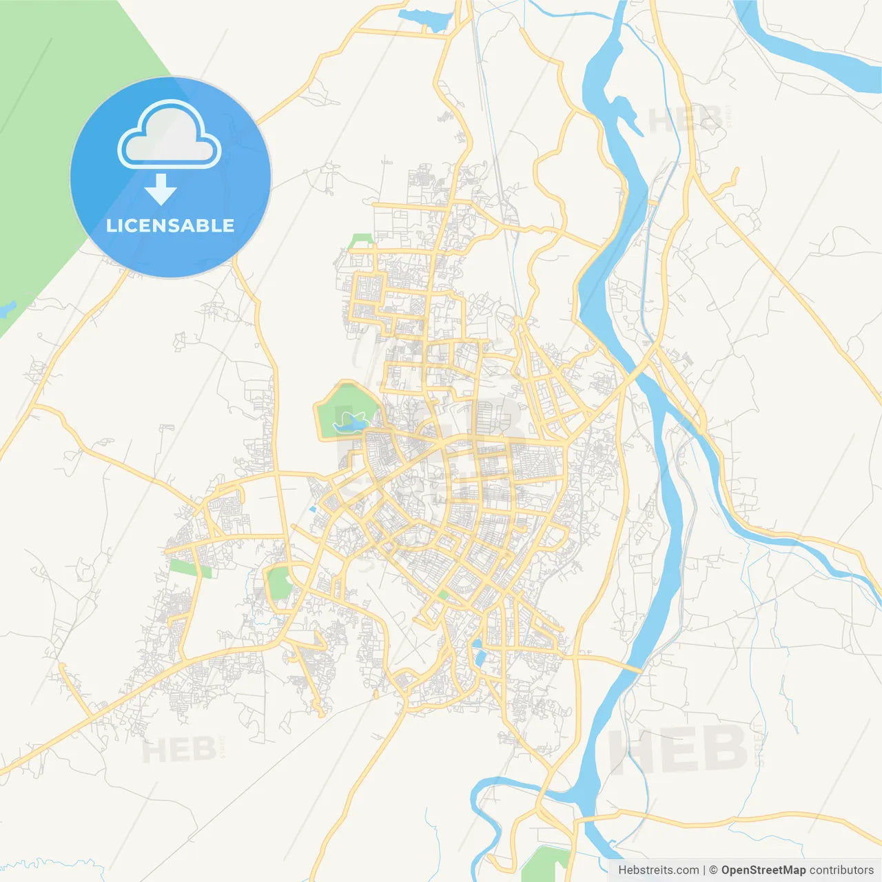 Printable street map of Bhubaneswar, India