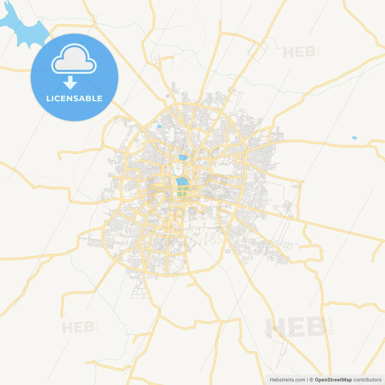 Printable street map of Gulbarga, India