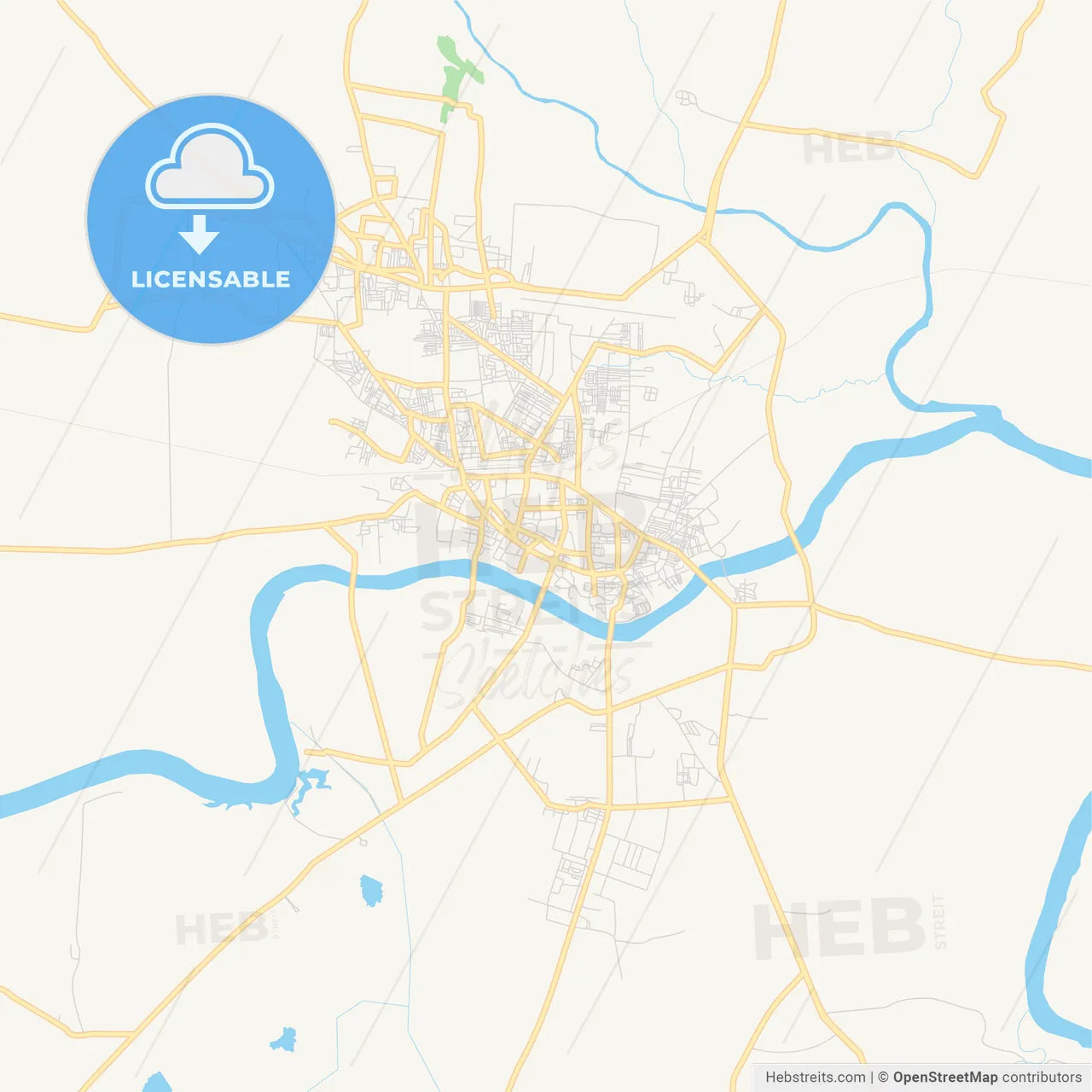 Printable street map of Nanded, India
