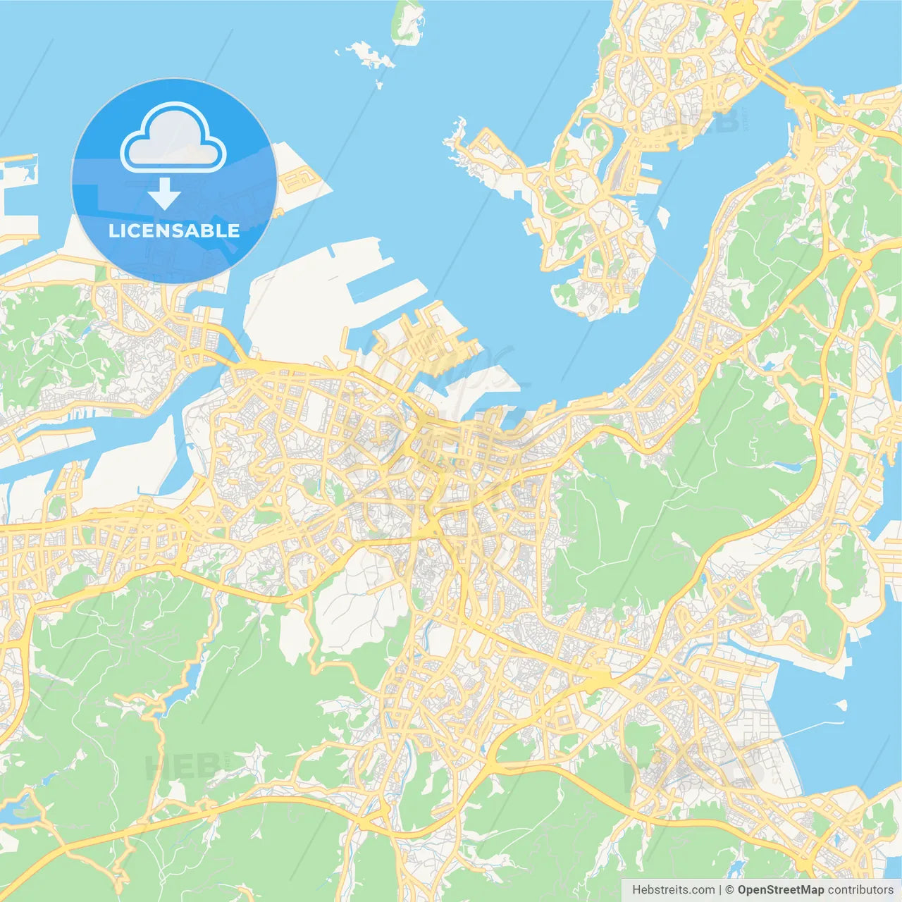 Printable street map of Kitakyushu, Japan