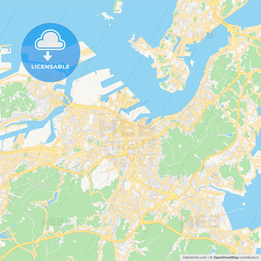 Printable street map of Kitakyushu, Japan