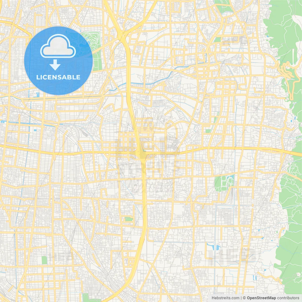 Printable street map of Higashiōsaka, Japan