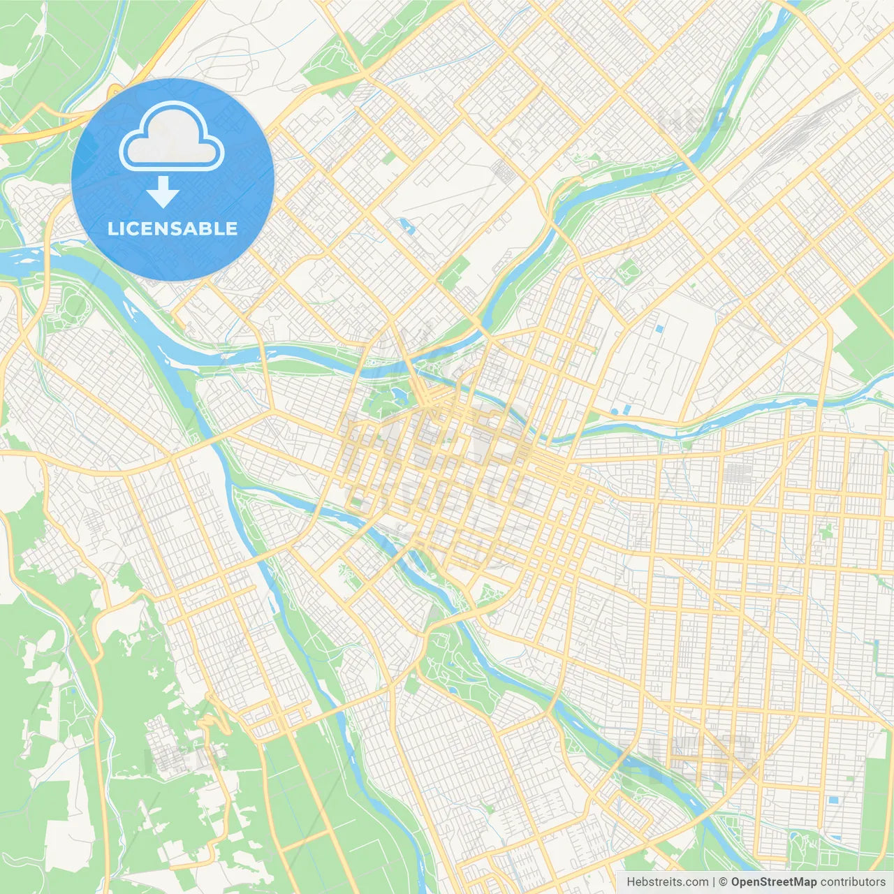 Printable street map of Asahikawa, Japan