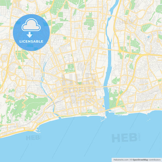 Printable street map of Hiratsuka, Japan