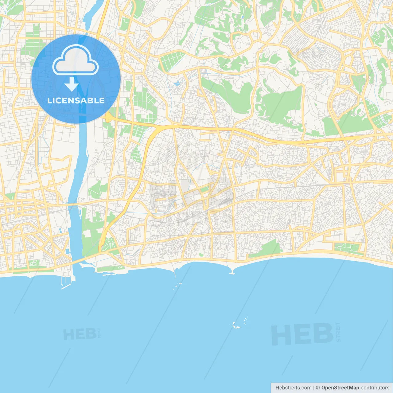 Printable street map of Chigasaki, Japan