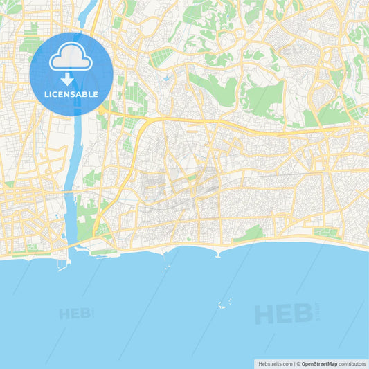 Printable street map of Chigasaki, Japan