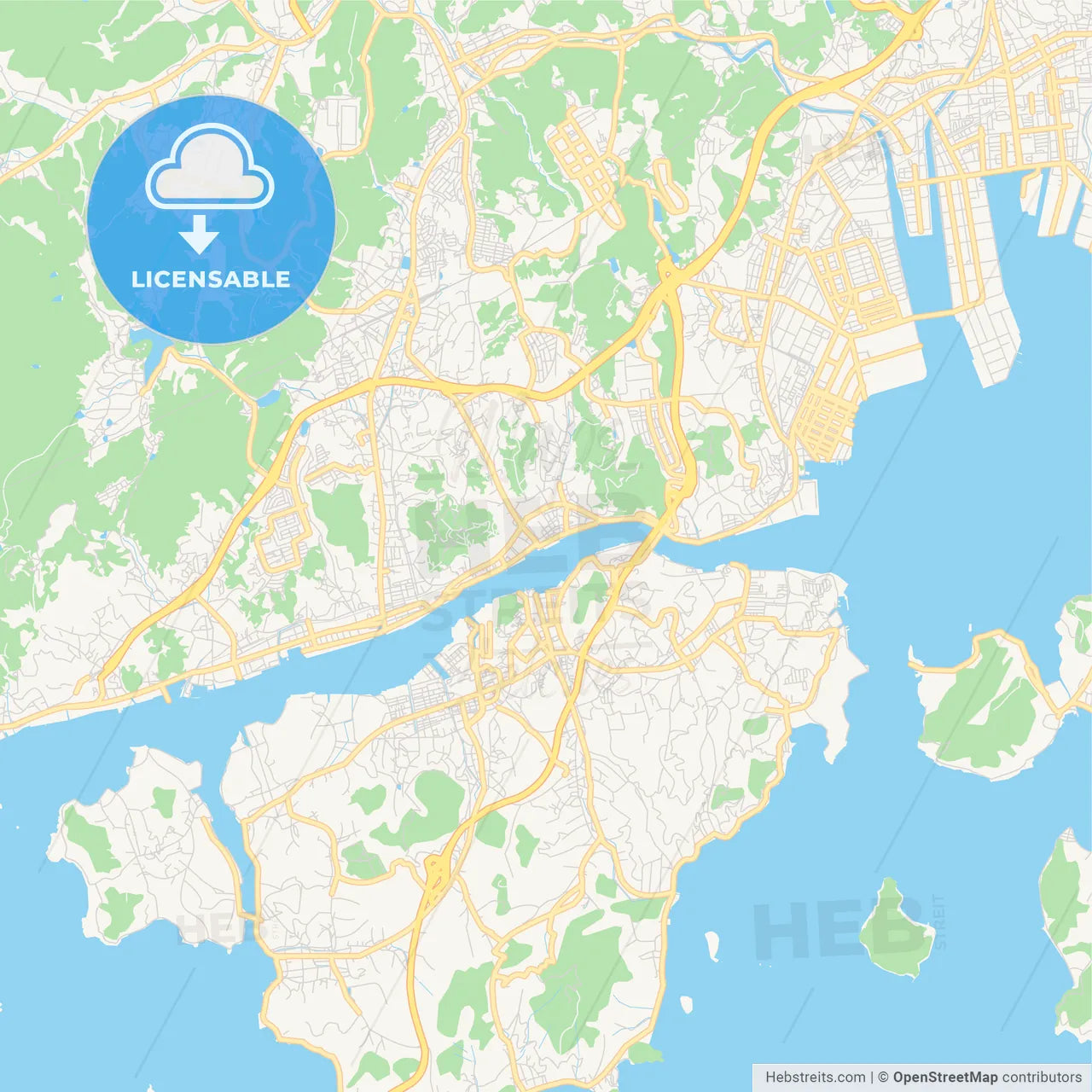 Printable street map of Onomichi, Japan