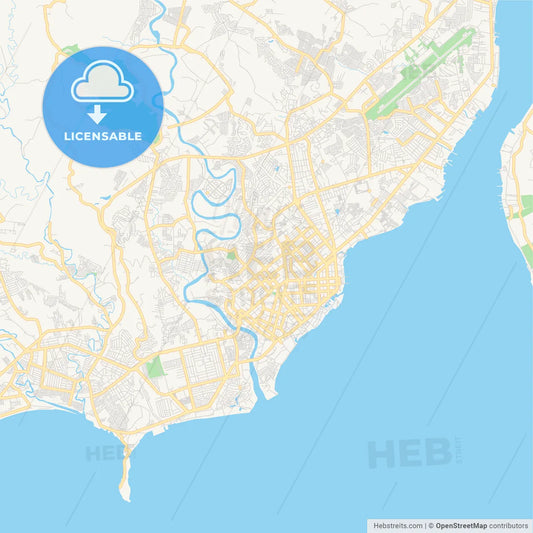 Printable street map of Davao City, Philippines