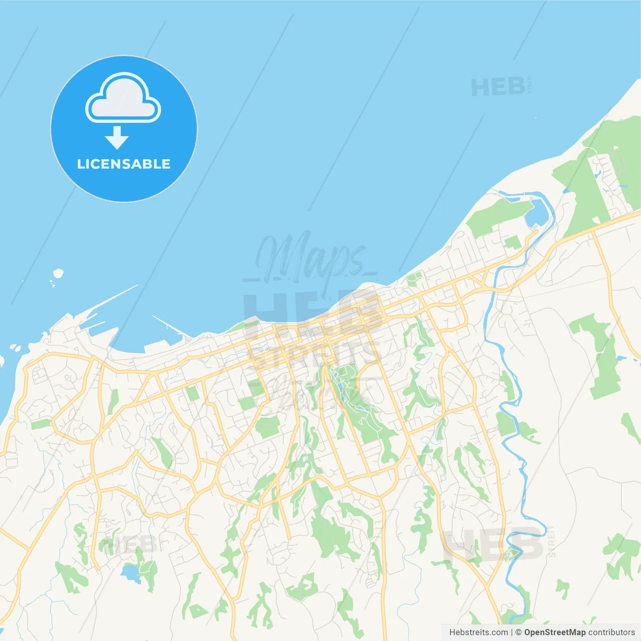 Printable street map of New Plymouth, New Zealand