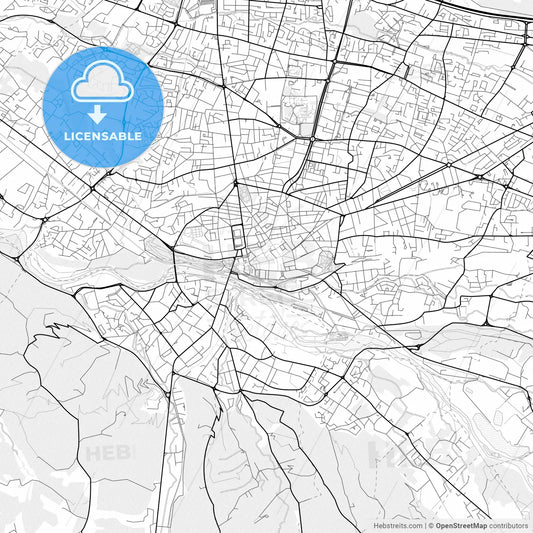 Vector PDF map of Pau, France