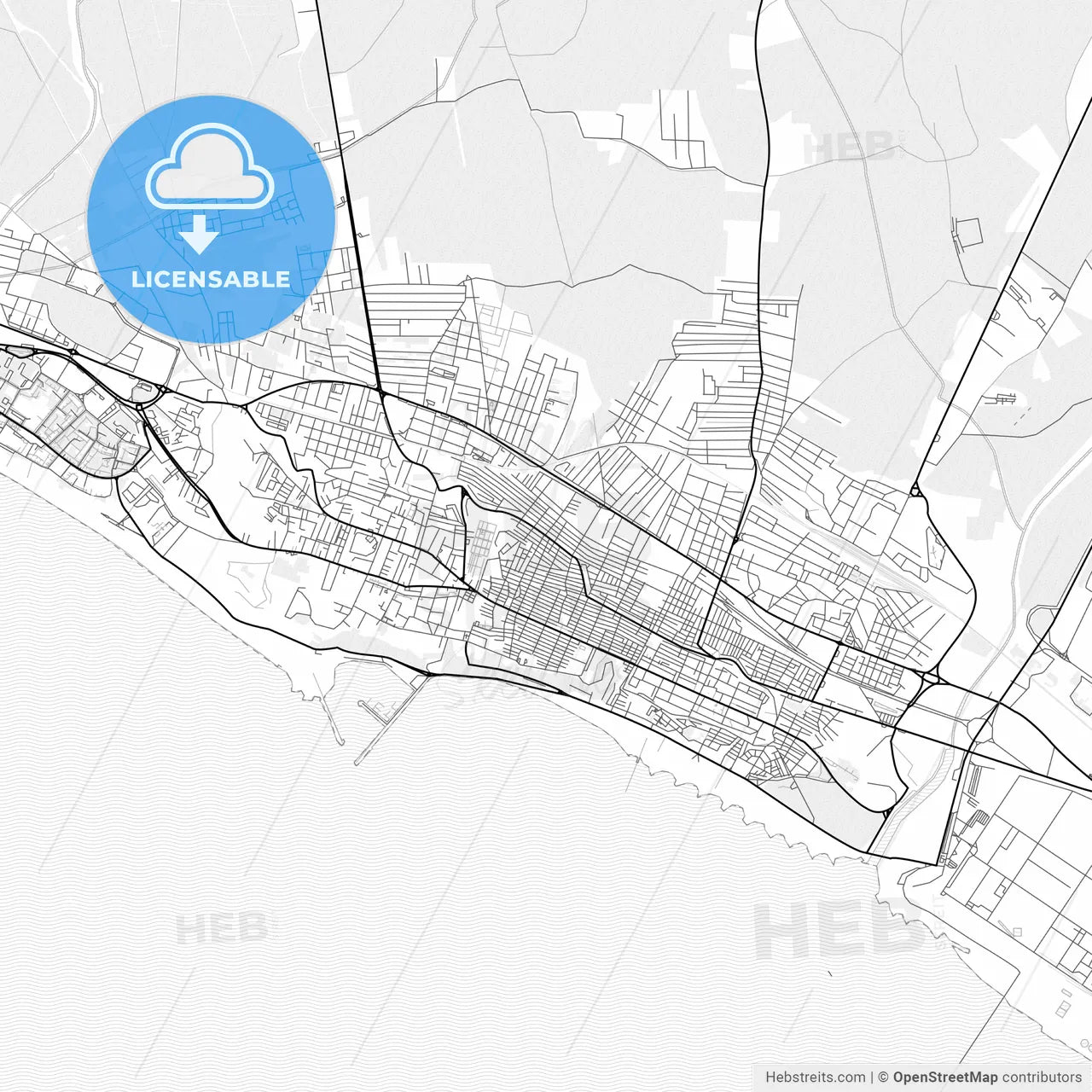Vector PDF map of Gela, Italy