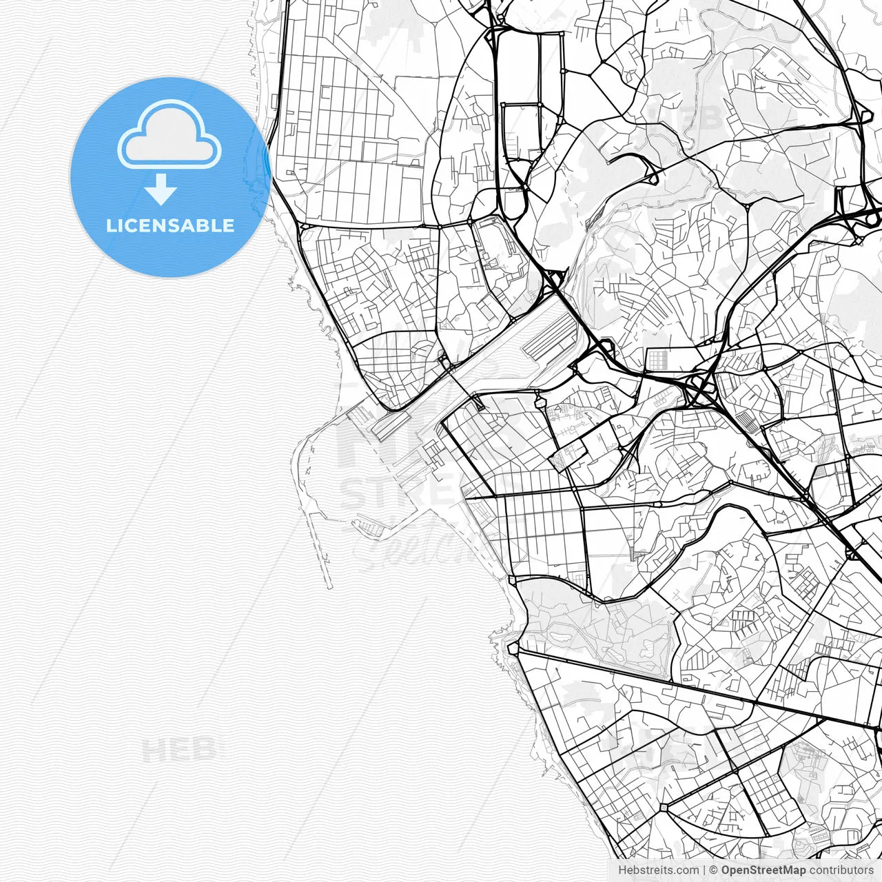 Vector PDF map of Matosinhos, Portugal