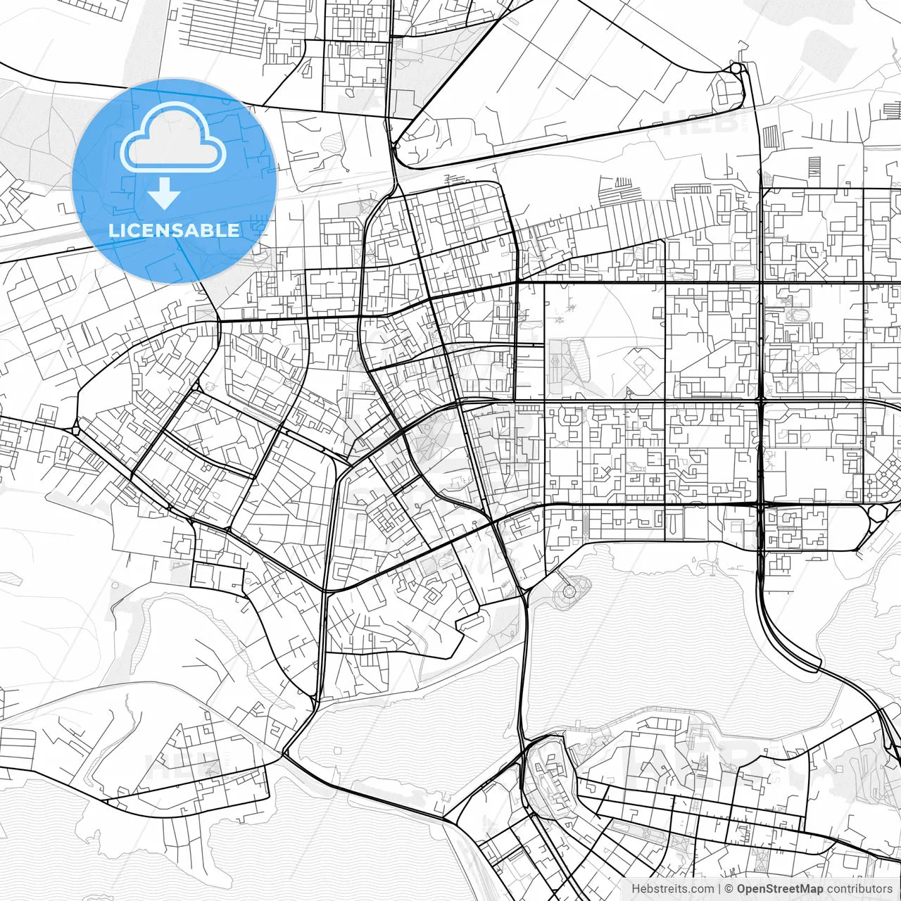 Vector PDF map of Kazan, Russia