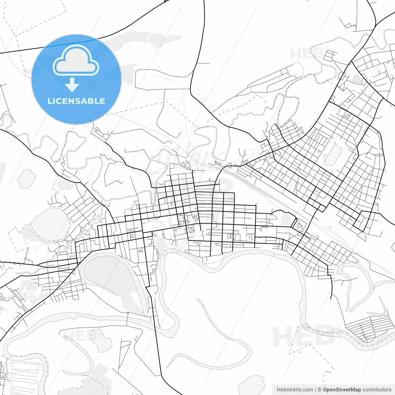 Vector PDF map of Ishim, Russia