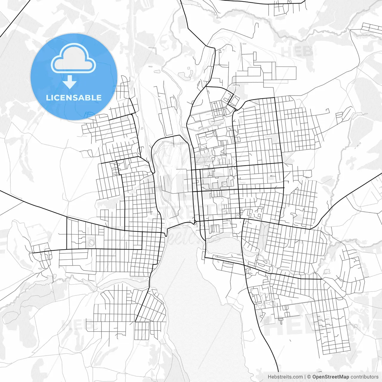 Vector PDF map of Lysva, Russia