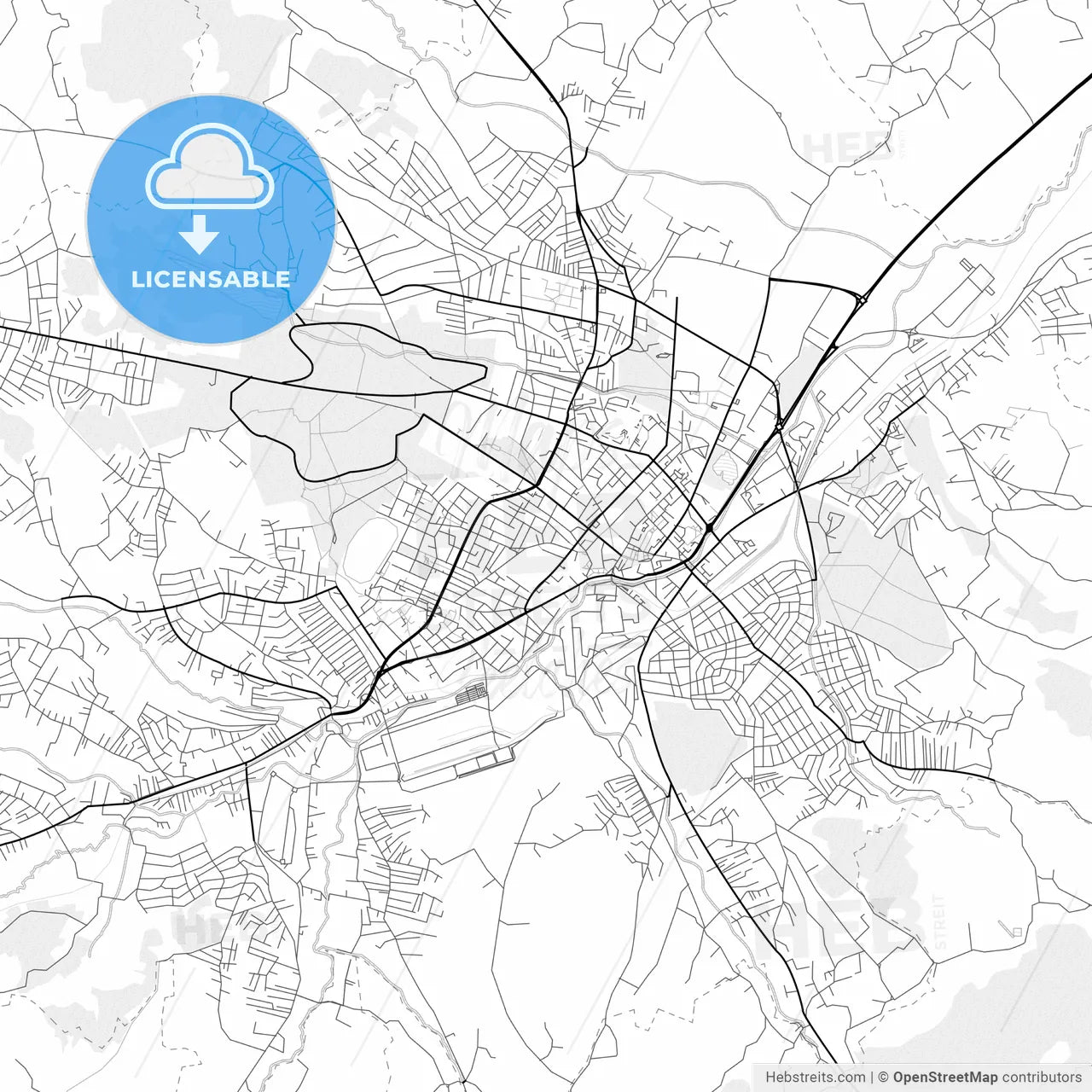 Vector PDF map of Kragujevac, Serbia