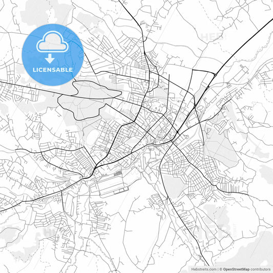 Vector PDF map of Kragujevac, Serbia