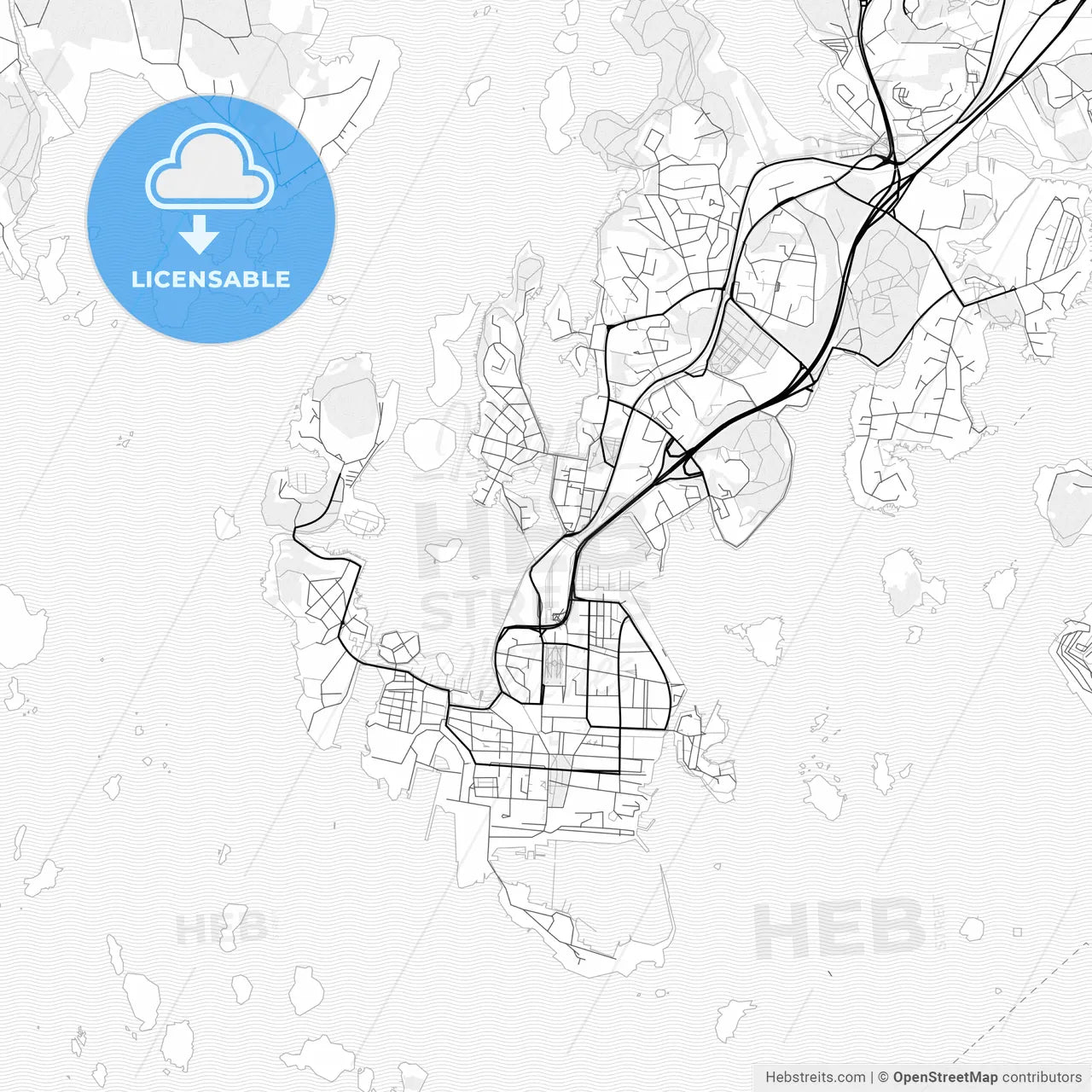 Vector PDF map of Karlskrona, Sweden