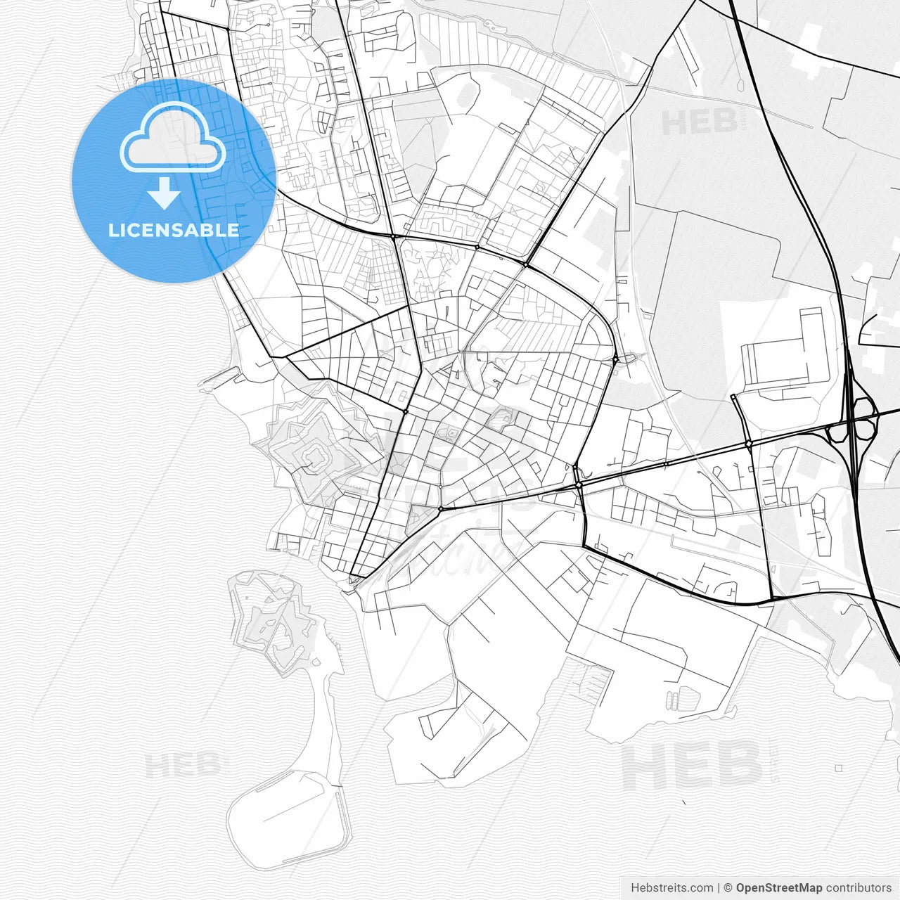 Vector PDF map of Landskrona, Sweden