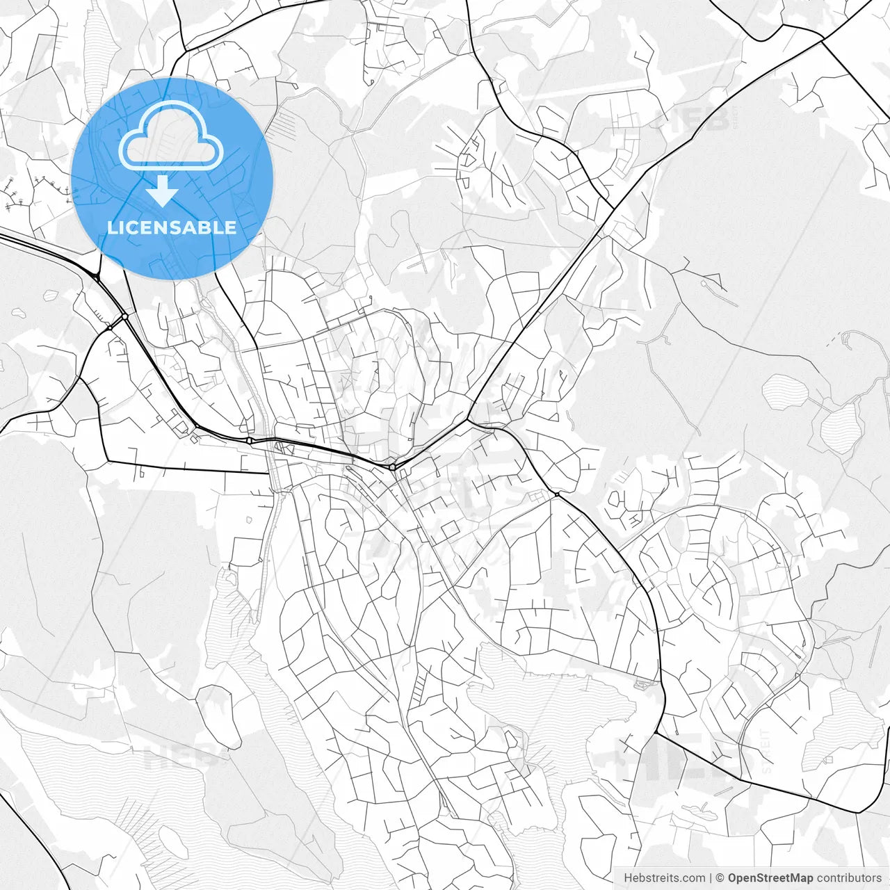 Vector PDF map of Åkersberga, Sweden