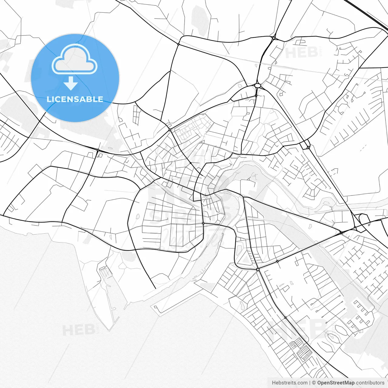 Vector PDF map of Falkenberg, Sweden