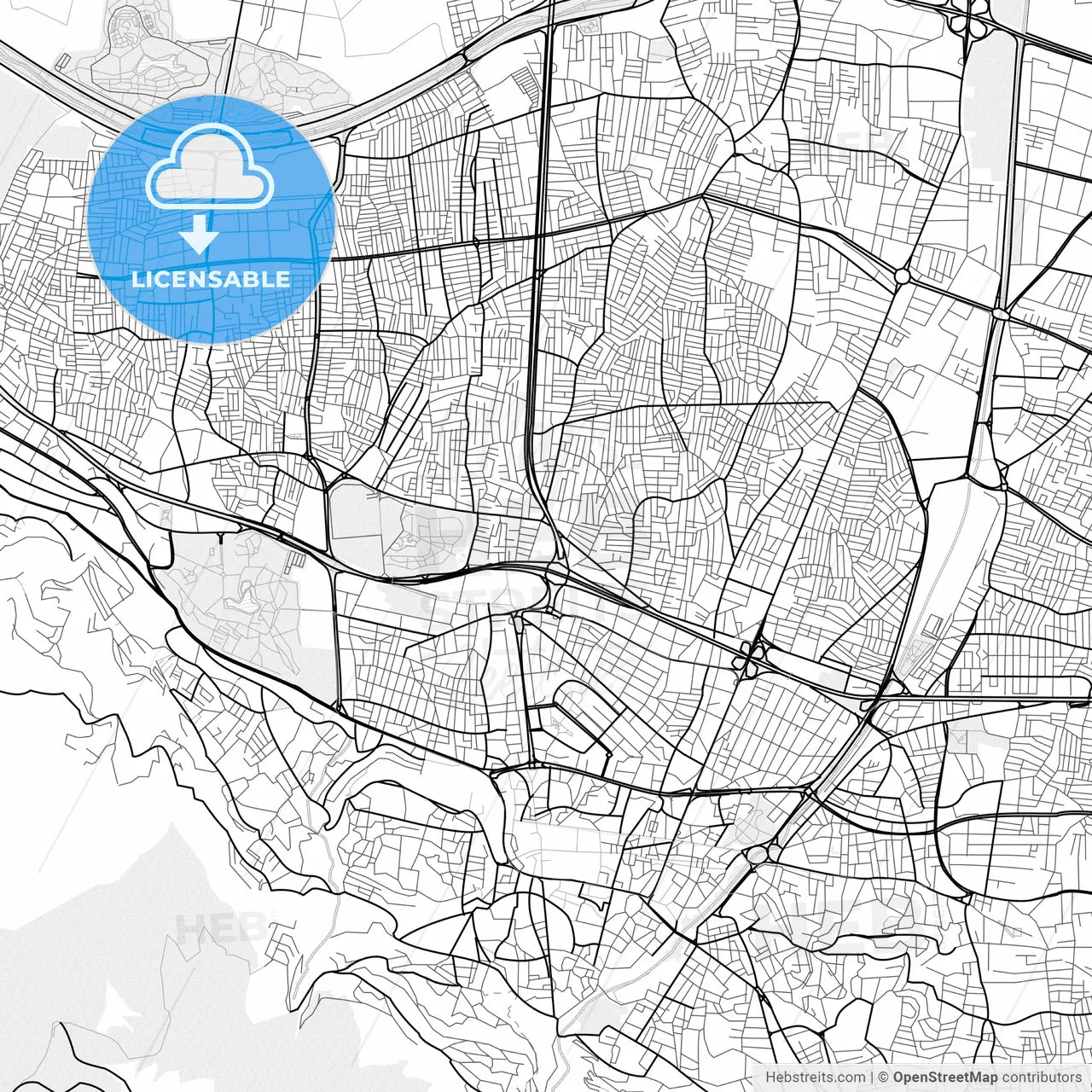 Vector PDF map of Bursa, Turkey
