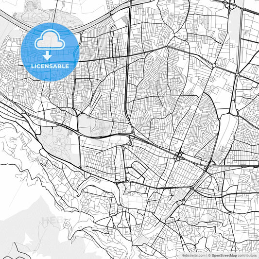 Vector PDF map of Bursa, Turkey