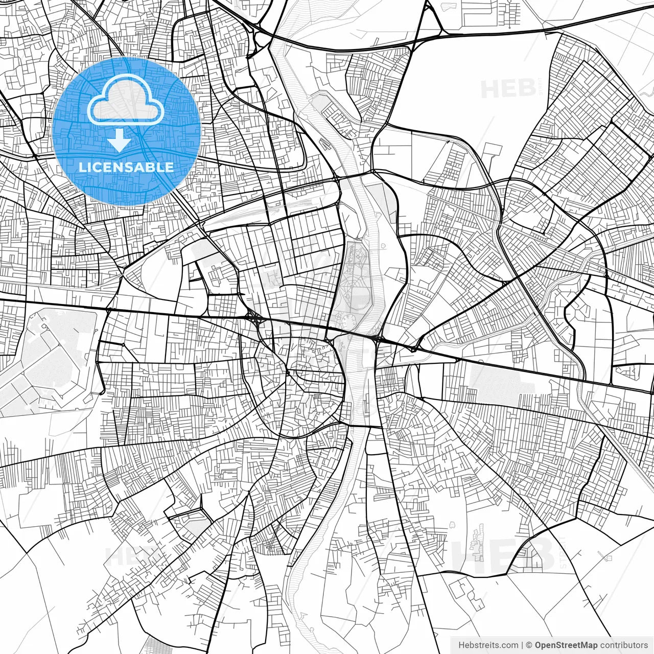 Vector PDF map of Adana, Turkey