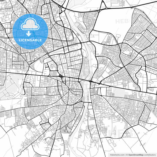 Vector PDF map of Adana, Turkey