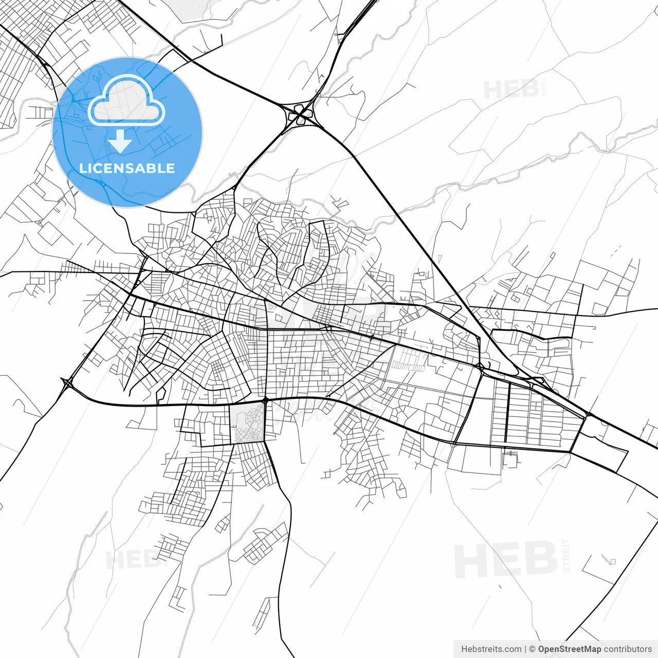 Vector PDF map of Çorlu, Turkey