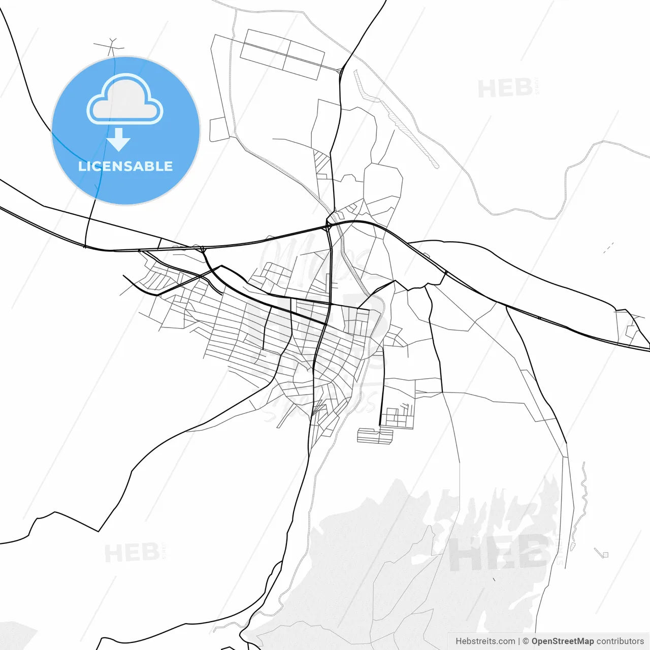 Vector PDF map of Erbaa, Turkey