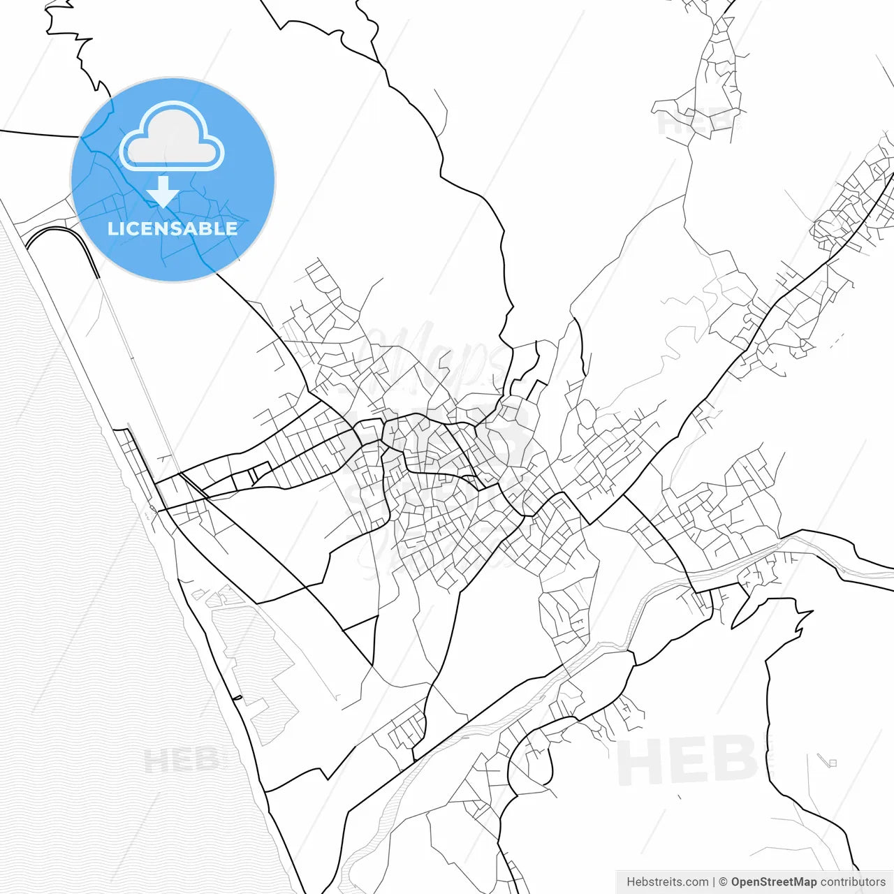 Vector PDF map of Samandağ, Turkey