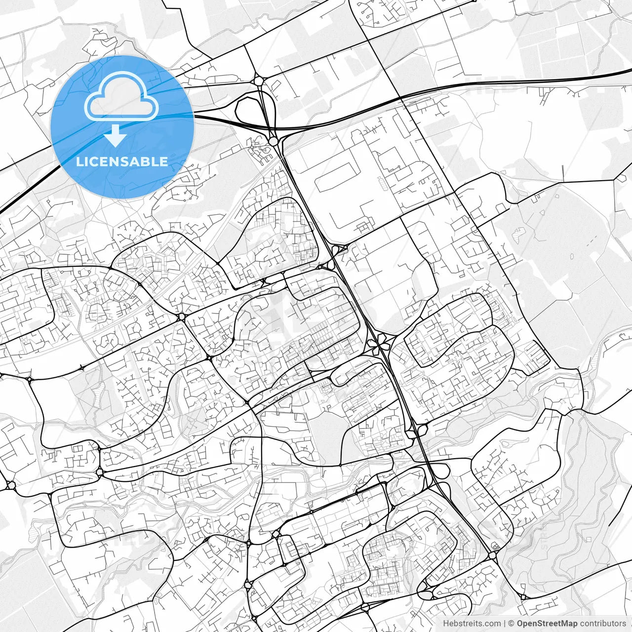Vector PDF map of Livingston, Scotland