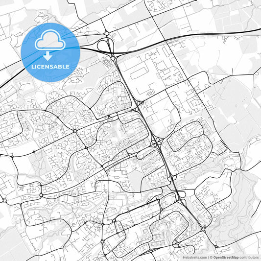 Vector PDF map of Livingston, Scotland