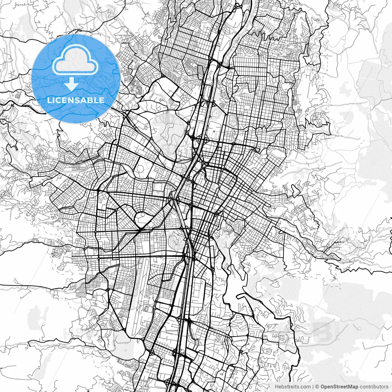 Vector PDF map of Medellin, Colombia