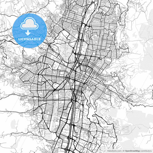 Vector PDF map of Medellin, Colombia