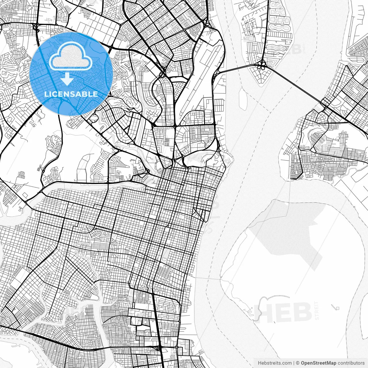 Vector PDF map of Guayaquil, Ecuador