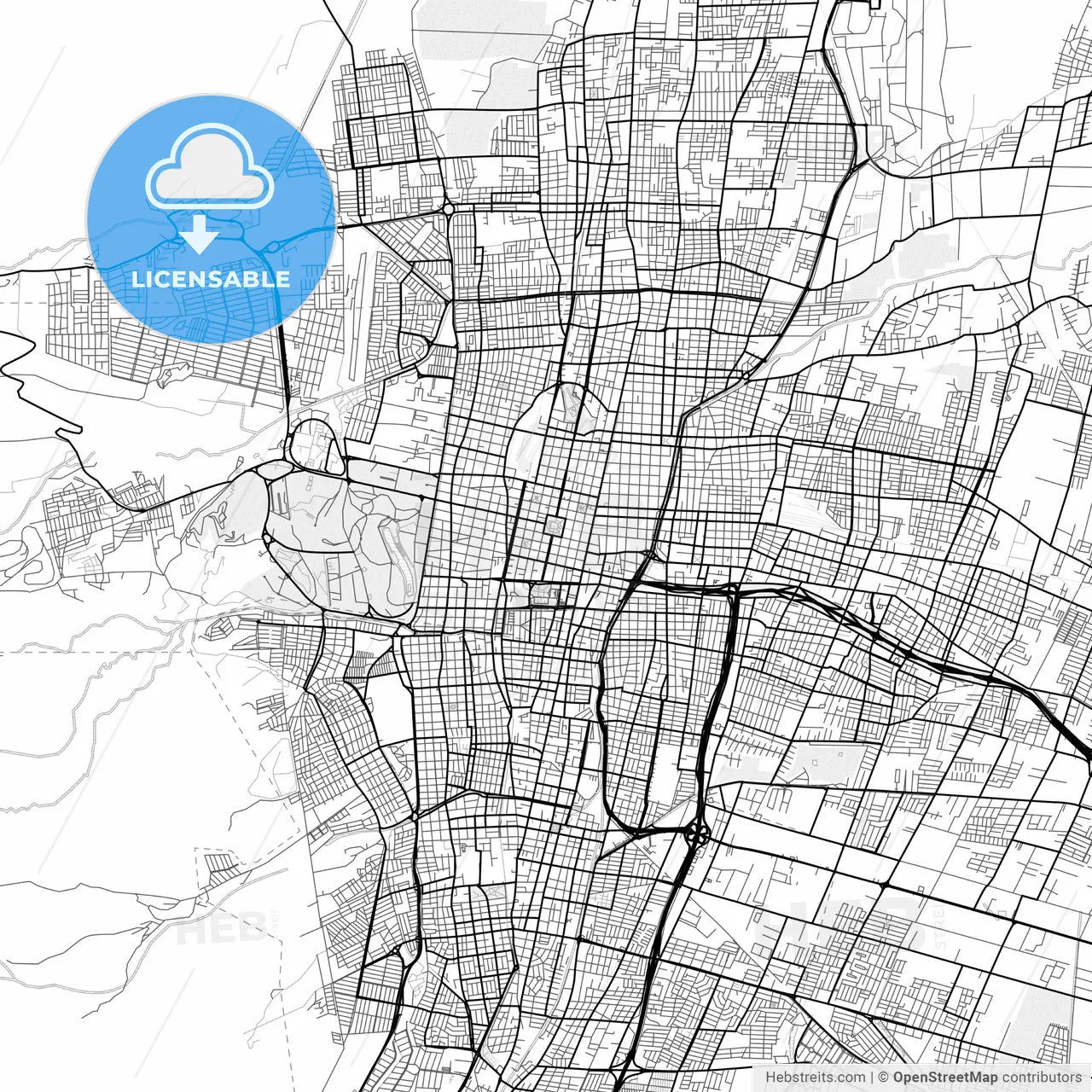Vector PDF map of Mendoza, Argentina