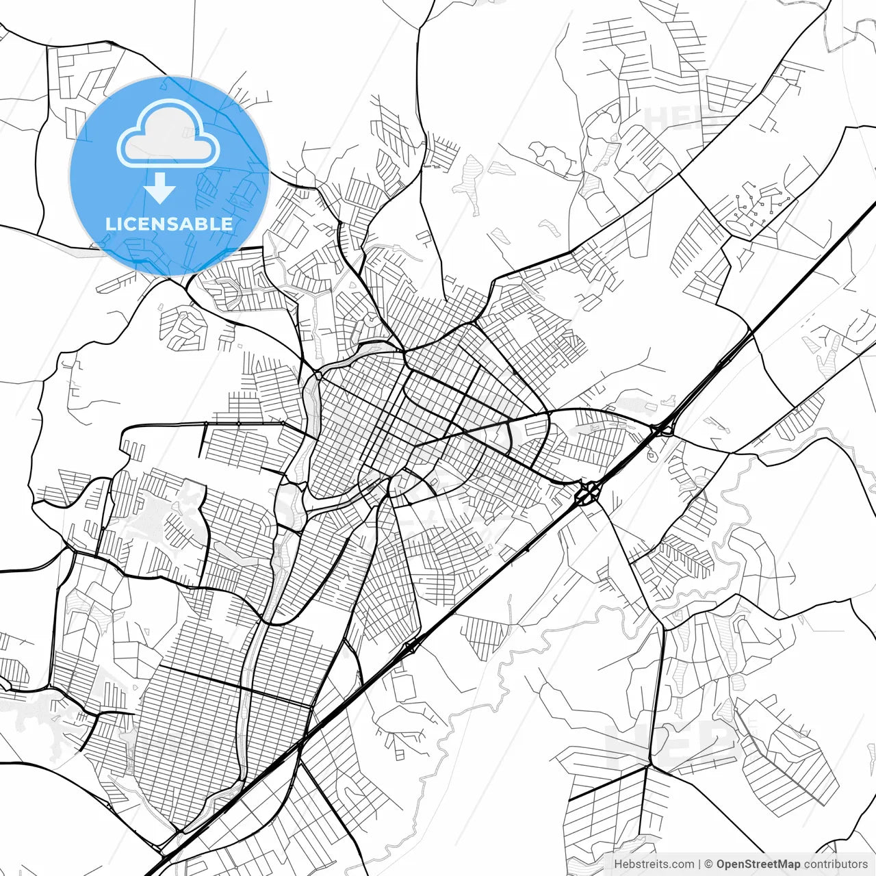 Vector PDF map of Indaiatuba, Brazil