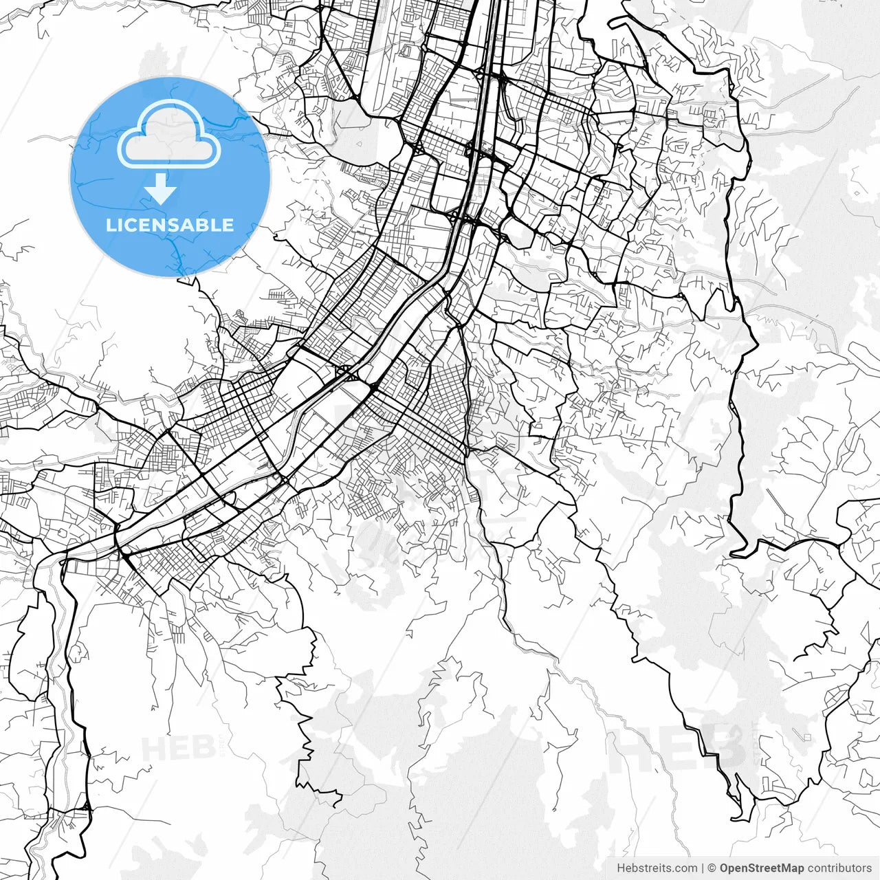 Vector PDF map of Envigado, Colombia