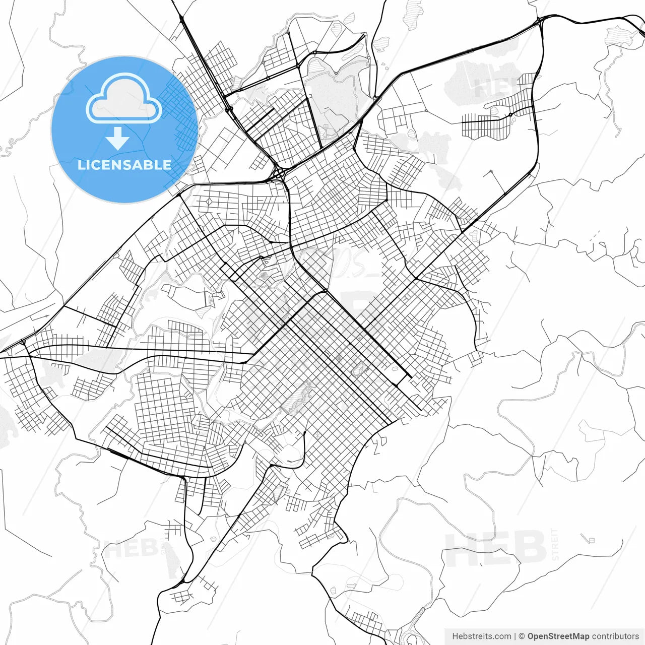 Vector PDF map of Guarapuava, Brazil