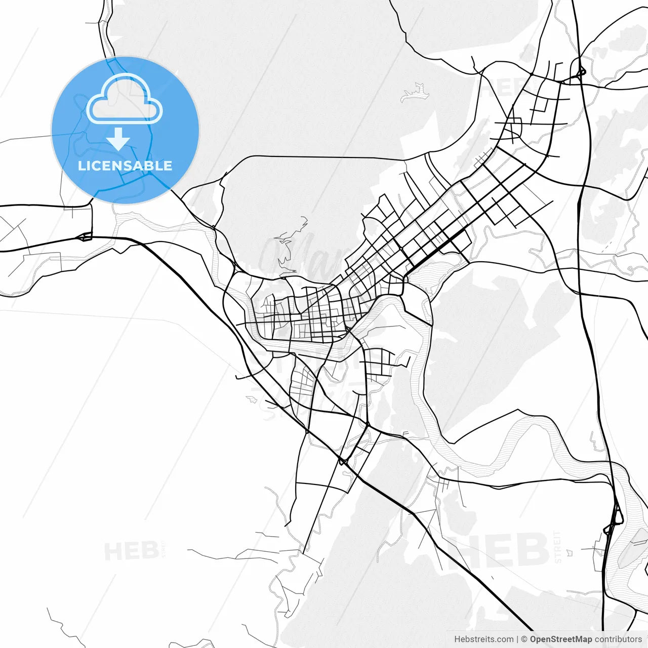 Vector PDF map of Linhai, China