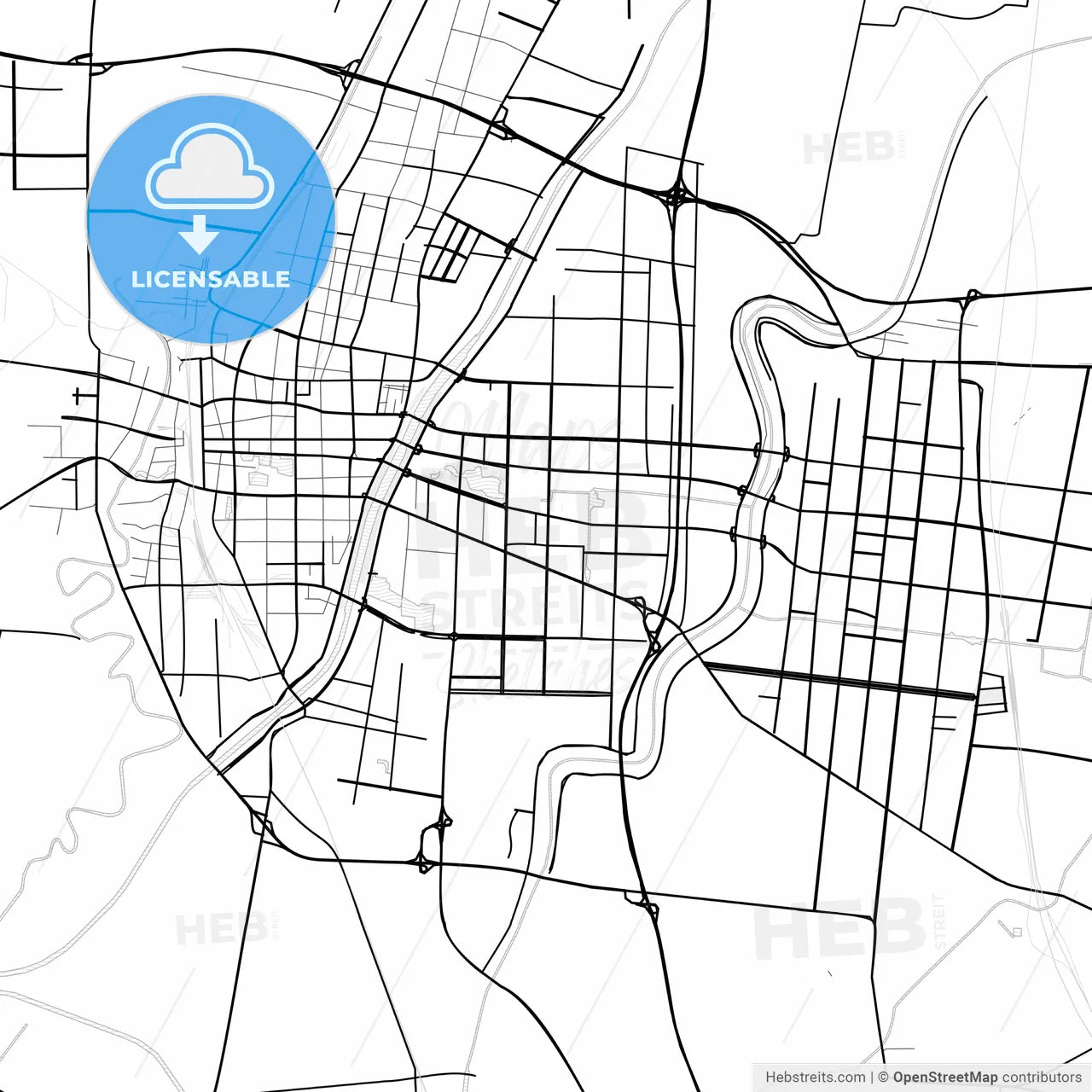 Vector PDF map of Dezhou, China