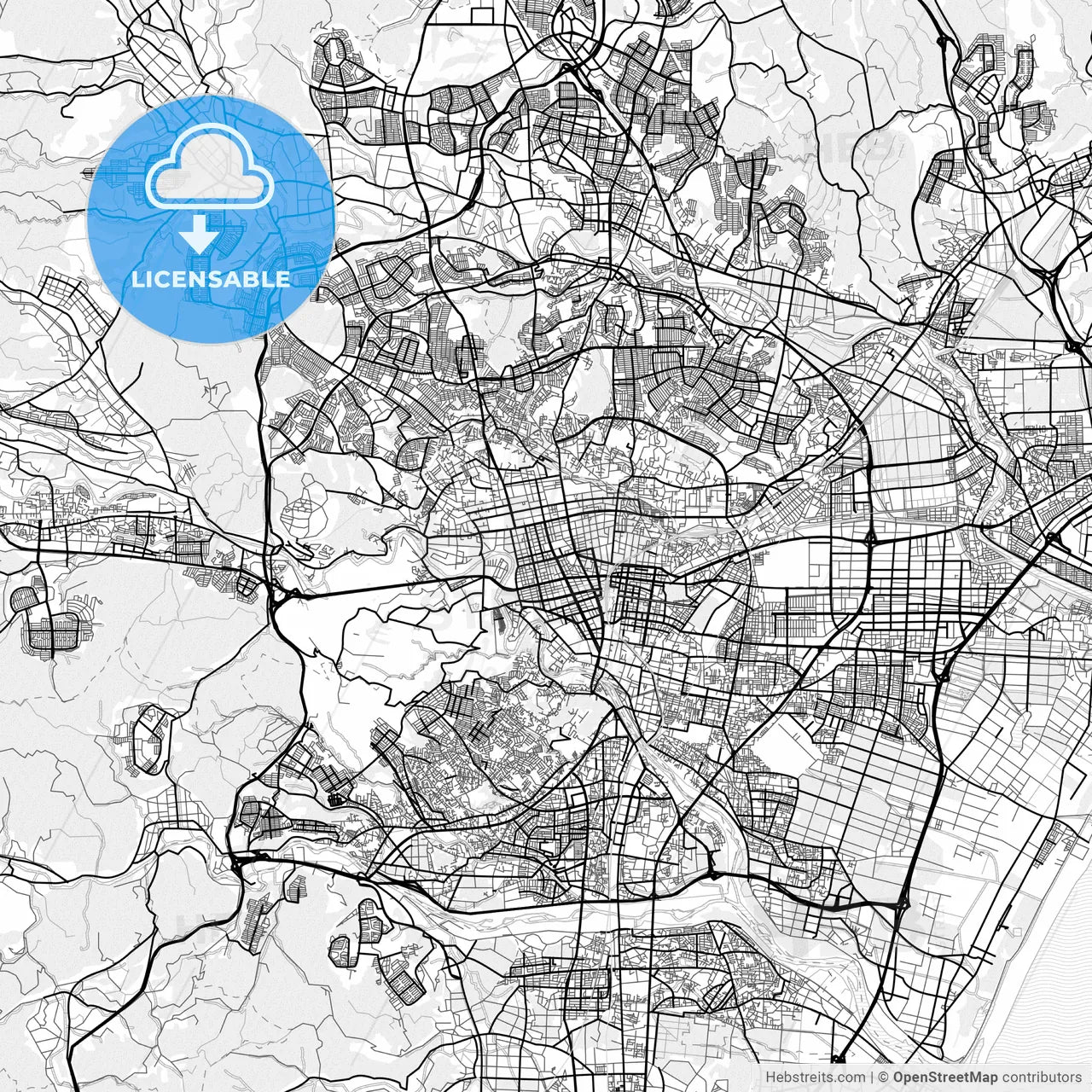Vector PDF map of Sendai, Japan