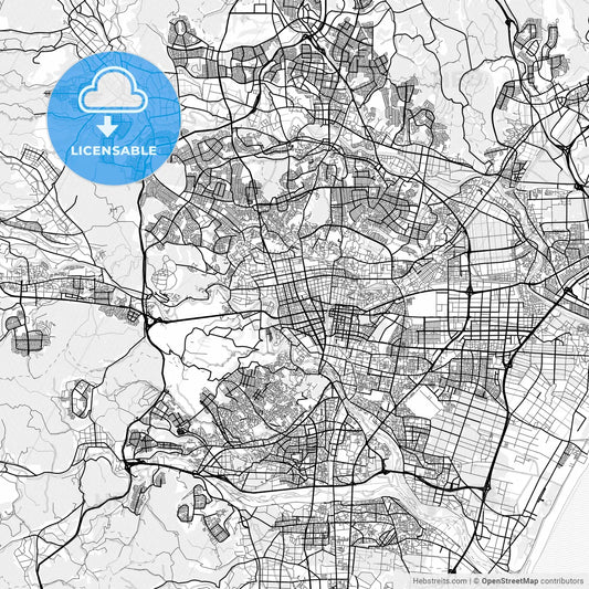 Vector PDF map of Sendai, Japan