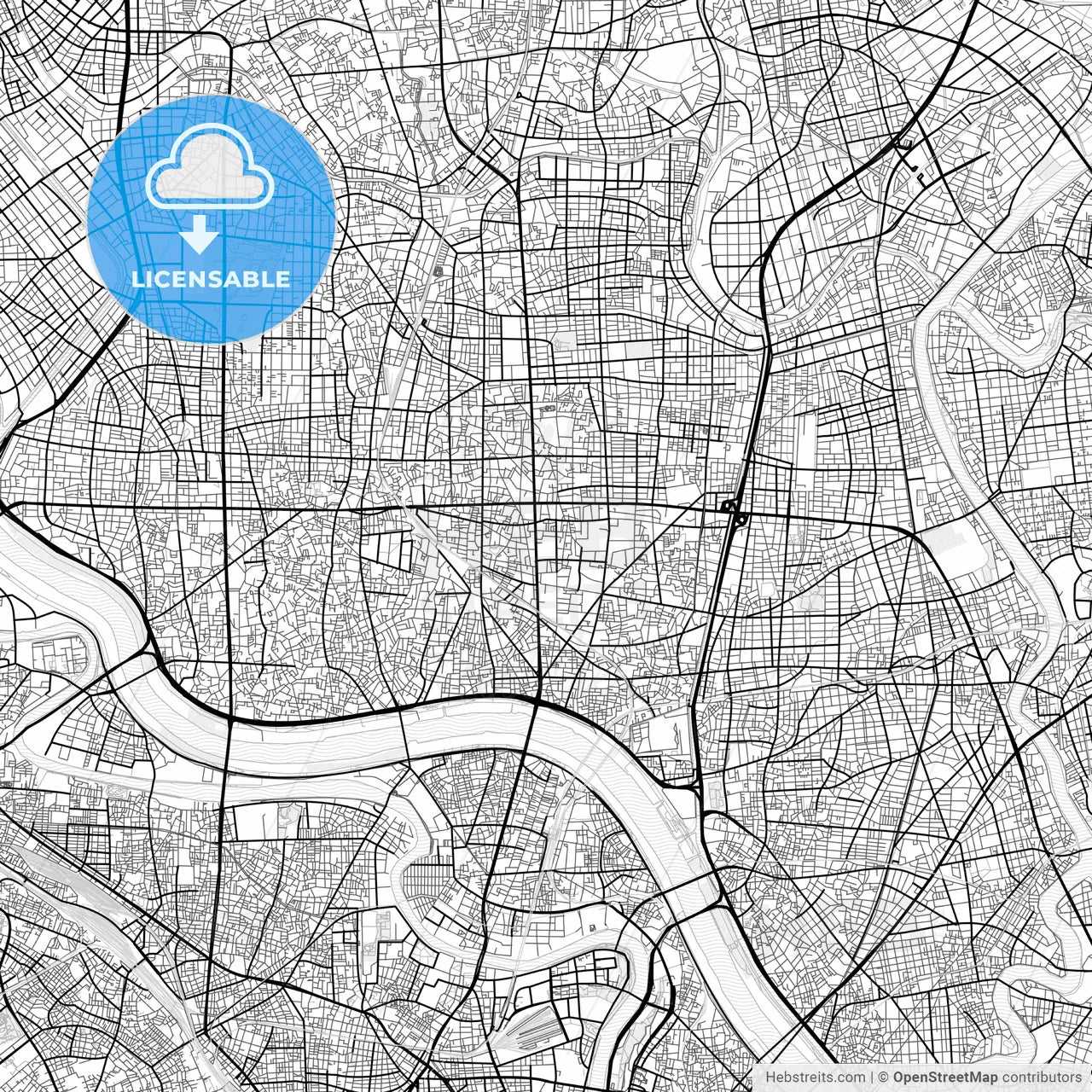 Vector PDF map of Adachi, Japan