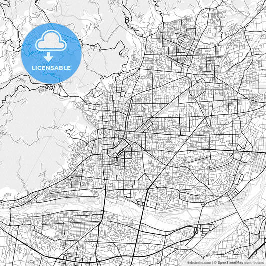 Vector PDF map of Nagano, Japan