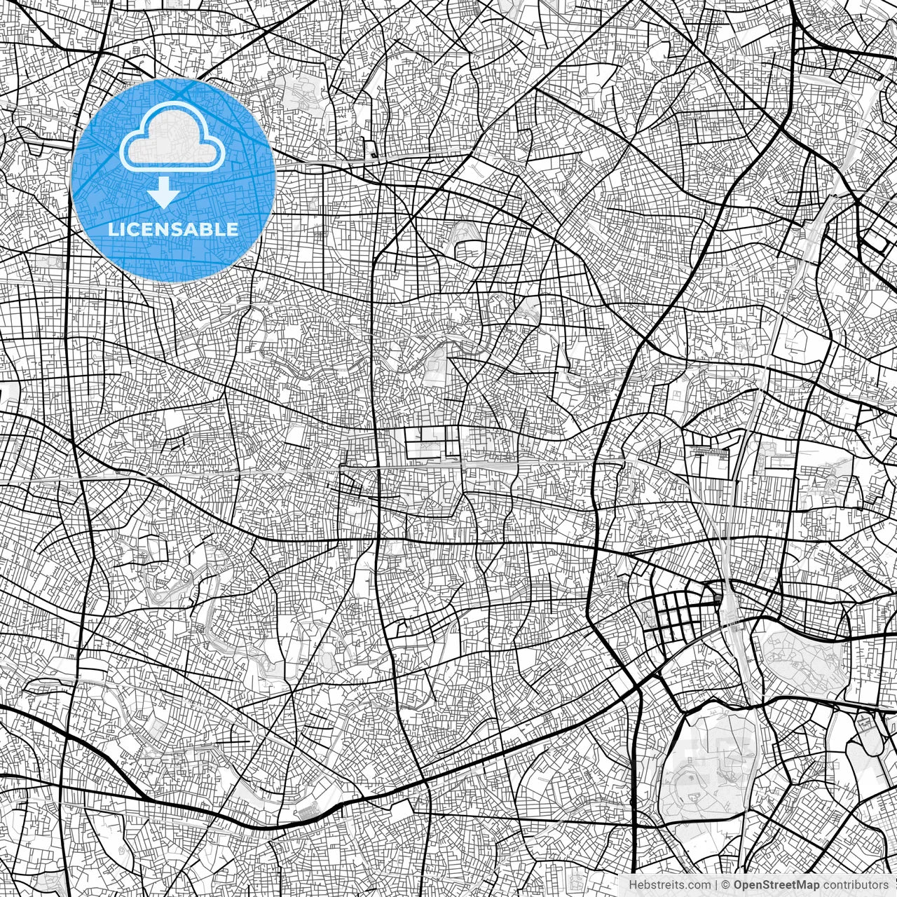 Vector PDF map of Nakano, Japan