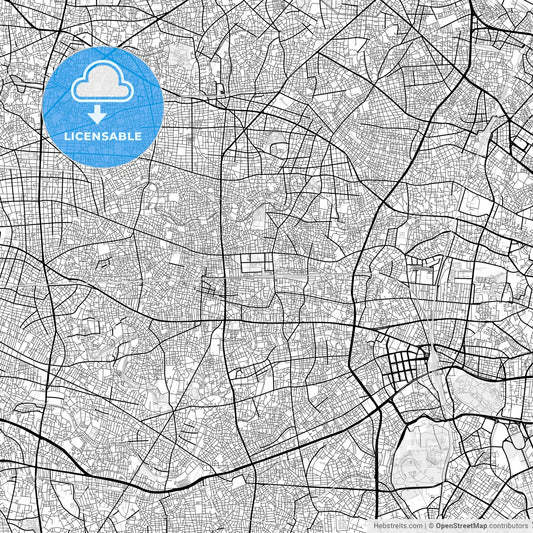 Vector PDF map of Nakano, Japan