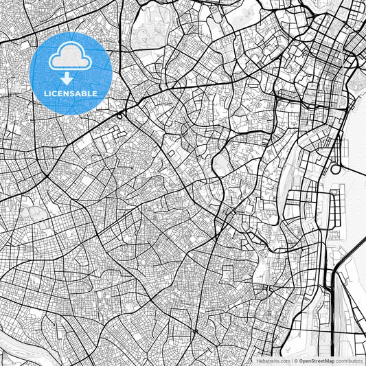 Vector PDF map of Meguro, Japan